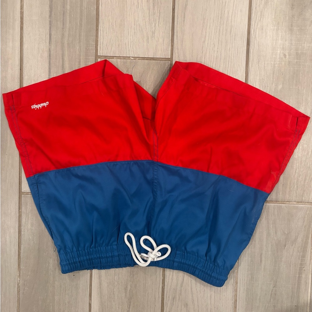 Chubbies Red and Blue Swim Trunks